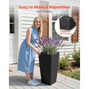 image:imageVEVOR Set of 2 Tall Outdoor Planters 21 H Round Large Planters for Front Porch and Patio Stone Finish Flower Tree Plant PotsBlack