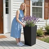 image:imageVEVOR Set of 2 Tall Outdoor Planters 21 H Round Large Planters for Front Porch and Patio Stone Finish Flower Tree Plant PotsBlack