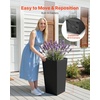 image:imageVEVOR Set of 2 Tall Outdoor Planters 21 H Round Large Planters for Front Porch and Patio Stone Finish Flower Tree Plant PotsBlack