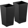image:imageVEVOR Set of 2 Tall Outdoor Planters 21 H Round Large Planters for Front Porch and Patio Stone Finish Flower Tree Plant PotsBlack