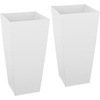 image:imageVEVOR Set of 2 Tall Outdoor Planters 21 H Round Large Planters for Front Porch and Patio Stone Finish Flower Tree Plant PotsWhite