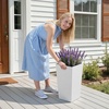image:imageVEVOR Set of 2 Tall Outdoor Planters 21 H Round Large Planters for Front Porch and Patio Stone Finish Flower Tree Plant PotsWhite