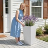 image:imageVEVOR Set of 2 Tall Outdoor Planters 21 H Round Large Planters for Front Porch and Patio Stone Finish Flower Tree Plant PotsWhite