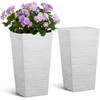 image:imageVEVOR Set of 2 Tall Outdoor Planters 21 H Round Large Planters for Front Porch and Patio Stone Finish Flower Tree Plant PotsWhite