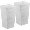image:imageVEVOR Set of 2 Tall Outdoor Planters 21 H Round Large Planters for Front Porch and Patio Stone Finish Flower Tree Plant PotsWhite