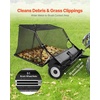 image:imageVEVOR Tow Behind Lawn Sweeper 48 in Pull Behind Yard Sweeper 26 cu ft Hopper Bag Capacity Leaf amp Grass Collector with Dumping Rope Adjustable Sweeping Height Garden Sweepers for Lawn Farm48 Inch