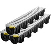 image:imageVEVOR Trench Drain System 5 Pack Channel Drain with Plastic Grate 57 x 31 in HDPE Drainage Trench Black Plastic Garage Floor Waterway 5 x 39 in with 5 End Caps for Garden Driveway3pack 5951in  metal