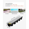 image:imageVEVOR Trench Drain System 5 Pack Channel Drain with Plastic Grate 57 x 31 in HDPE Drainage Trench Black Plastic Garage Floor Waterway 5 x 39 in with 5 End Caps for Garden Driveway3pack 5951in  metal