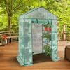 image:imageVEVOR Walkin Greenhouse 54 x 811 x 772 Greenhouse for Outdoors with Windows PE Cover 2 Tiers 14 Shelves RollUp Zipper Door Walk in Green House Portable Plant Garden Hot House for BackyardGreen