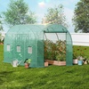 image:imageVEVOR Walkin Greenhouse 54 x 811 x 772 Greenhouse for Outdoors with Windows PE Cover 2 Tiers 14 Shelves RollUp Zipper Door Walk in Green House Portable Plant Garden Hot House for BackyardGreen