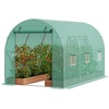 image:imageVEVOR Walkin Greenhouse 54 x 811 x 772 Greenhouse for Outdoors with Windows PE Cover 2 Tiers 14 Shelves RollUp Zipper Door Walk in Green House Portable Plant Garden Hot House for BackyardGreen