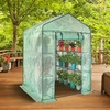 image:imageVEVOR Walkin Greenhouse 54 x 811 x 772 Greenhouse for Outdoors with Windows PE Cover 2 Tiers 14 Shelves RollUp Zipper Door Walk in Green House Portable Plant Garden Hot House for BackyardGreen