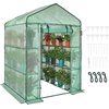 image:imageVEVOR Walkin Greenhouse 54 x 811 x 772 Greenhouse for Outdoors with Windows PE Cover 2 Tiers 14 Shelves RollUp Zipper Door Walk in Green House Portable Plant Garden Hot House for BackyardGreen