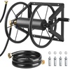 image:imageVEVOR Wall Mounted Garden Hose Reel Holds 125 ft 58inch Hose HeavyDuty Water Hose Winder SpaceSaving Design Outdoor Manual Reel with Brass Fitting and Storage Basket for Yard LawnBlack