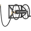 image:imageVEVOR Wall Mounted Garden Hose Reel Holds 125 ft 58inch Hose HeavyDuty Water Hose Winder SpaceSaving Design Outdoor Manual Reel with Brass Fitting and Storage Basket for Yard LawnBlack