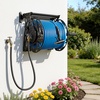 image:imageVEVOR Wall Mounted Garden Hose Reel Holds 125 ft 58inch Hose HeavyDuty Water Hose Winder SpaceSaving Design Outdoor Manual Reel with Brass Fitting and Storage Basket for Yard LawnBlack
