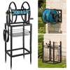 image:imageVEVOR Wall Mounted Garden Hose Reel Holds 125 ft 58inch Hose HeavyDuty Water Hose Winder SpaceSaving Design Outdoor Manual Reel with Brass Fitting and Storage Basket for Yard LawnBlack