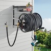image:imageVEVOR Wall Mounted Garden Hose Reel Holds 125 ft 58inch Hose HeavyDuty Water Hose Winder SpaceSaving Design Outdoor Manual Reel with Brass Fitting and Storage Basket for Yard LawnBlack