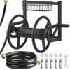 image:imageVEVOR Wall Mounted Garden Hose Reel Holds 125 ft 58inch Hose HeavyDuty Water Hose Winder SpaceSaving Design Outdoor Manual Reel with Brass Fitting and Storage Basket for Yard LawnBlack