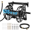 image:imageVEVOR Wall Mounted Garden Hose Reel Holds 125 ft 58inch Hose HeavyDuty Water Hose Winder SpaceSaving Design Outdoor Manual Reel with Brass Fitting and Storage Basket for Yard LawnBlack