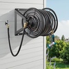 image:imageVEVOR Wall Mounted Garden Hose Reel Holds 125 ft 58inch Hose HeavyDuty Water Hose Winder SpaceSaving Design Outdoor Manual Reel with Brass Fitting and Storage Basket for Yard LawnBlack