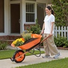 image:imageVEVOR Wheelbarrow Cart 6 Cu Ft Load amp 330 lbs Capacity One Wheel Garden Dump Cart Wheel Barrow with Metal Handle amp 16 Wide Track Wheels Easy Loading Utility Yard Cart amp Wagons for Lawn Farm5 Cu Ft Load  265 lbs