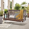 image:imageVEVOR Wooden Porch Swing 4 ft Patio Bench Swing for Courtyard amp Garden Upgraded 880 lbs Strong Load Capacity Heavy Duty Swing Chair Bench with Hanging Chains for Outdoors WhiteBrown