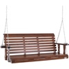 image:imageVEVOR Wooden Porch Swing 4 ft Patio Bench Swing for Courtyard amp Garden Upgraded 880 lbs Strong Load Capacity Heavy Duty Swing Chair Bench with Hanging Chains for Outdoors WhiteBrown