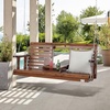 image:imageVEVOR Wooden Porch Swing 4 ft Patio Bench Swing for Courtyard amp Garden Upgraded 880 lbs Strong Load Capacity Heavy Duty Swing Chair Bench with Hanging Chains for Outdoors WhiteBrown