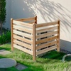 image:imageVEVOR Wooden Privacy Fence 48 x 49 inch Air Conditioner Fence 2 Panel Solid Outdoor Wood Privacy Screen with Metal Stakes Steel Frame Trash Can Hider Fences Suitable for Garden Pool3