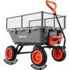 image:imageVEVOR 10 CuFt 1200LBS Poly Garden Cart Dump Wagon Heavy Duty Wheelbarrow with Convertible Handle and 13 Flat Free Tires Outdoor Yard Wagon ATV Trailer Dump Cart Tow Behind for Lawn Mower TractorGrey01