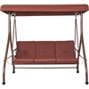 image:imageVEVOR 2 in 1 Outdoor Porch Swing for Adults 3Seat Patio Swing Chair with Adjustable Canopy amp Cushions for Backyard Garden Poolside BurgundyBrown