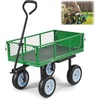image:imageVEVOR 500 LBS Steel Garden Cart with Work Seat Heavy Duty Garden Wagon Cart on Wheels Outdoor Metal Utility Yard Wagon Gardening Stool with 10inch Flat Free Tires Tool Tray amp Adjustable HandleGreen
