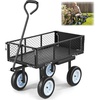 image:imageVEVOR 500 LBS Steel Garden Cart with Work Seat Heavy Duty Garden Wagon Cart on Wheels Outdoor Metal Utility Yard Wagon Gardening Stool with 10inch Flat Free Tires Tool Tray amp Adjustable HandleBlack