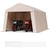 image:imageVEVOR 6x8x7 FT HeavyDuty Portable Outdoor Storage Shed Tent Waterproof Carport Garage Shelter with RollUp Zipper Door amp Vents UVResistant Canopy for Motorcycle Bike Lawn Mower Tools GrayBeige