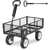 image:imageVEVOR 900 LBS Steel Garden Cart 2 in 1 Handle Heavy Duty Pullable Garden Wagon with 10 FlatFree Tires Outdoor Utility Yard Wagon Cart with Detachable Side Panels Attach to ATV or TractorBlack