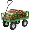 image:imageVEVOR 900 LBS Steel Garden Cart 2 in 1 Handle Heavy Duty Pullable Garden Wagon with 10 FlatFree Tires Outdoor Utility Yard Wagon Cart with Detachable Side Panels Attach to ATV or TractorBlackgreen