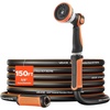 image:imageVEVOR Garden Hose 75 ft 58 Heavy Duty 4Layer Rubber Water Hose 150PSI Working amp 600PSI Burst Flexible amp Nonkink Outdoor Waterhose with 34 Fitting Lightweight Hoses for Gardening Cleaning150 ft