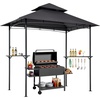 image:imageVEVOR Grill Gazebo 8 x 5 ft Outdoor BBQ Gazebo with DoubleTiered Roof PowderCoated Steel Patio Grill Shelter with 2 Side Shelves amp 8 Hooks Grilling Canopy for Patio Backyard Garden Picnic8 x 5 ft