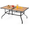 image:imageVEVOR Outdoor Patio Dining Table 59 inch Long Rectangular WoodLike Steel Slat Backyard Bistro Tables for 46 with 15 in Umbrella Hole AllWeather Large Furniture for Lawn Garden Porch Brown59 inchWoodLike Steel