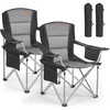 image:imageVEVOR Oversized Camping Folding Chair Portable Heavy Duty Outdoor Quad Lumbar Back Padded with Side Pockets Cup Holder and Cooler Bag for Beach Lawn Picnic Fishing Backpacking Black2 Pack