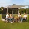 image:imageVEVOR Pop up Screen House Tent 12 x 6 ft 2 in 1 Screen Gazebo Portable Screened in Canopy with Carry Bag Netting Sides Ground Stakes for Garden Patio Backyard and Outdoor Activities BeigeBeige 1