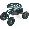 image:imageVEVOR Rolling Garden Cart with Seat Metal Rolling Garden Work Seat with Wheels Supports up to 400 LBS Heavy Duty Gardening Cart Scooter Outdoor Wagon amp Stool on Wheels for Lawn Patio BackyardBlack