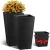 image:imageVEVOR Set of 2 Tall Outdoor Planters 21 H Round Large Planters for Front Porch and Patio Stone Finish Flower Tree Plant PotsBlack