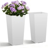 image:imageVEVOR Set of 2 Tall Outdoor Planters 21 H Round Large Planters for Front Porch and Patio Stone Finish Flower Tree Plant PotsWhite