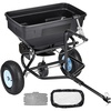 image:imageVEVOR Tow Behind Broadcast Spreader 130LBS Capacity TowPush Garden Spreader with 13 in Tires 30 Adjustable Setting amp 98 ft Spreading Width Lawn Spreaders for Seed Fertilizer Salt Ice Melt