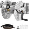 image:imageVEVOR Wall Mounted Garden Hose Reel Holds 125 ft 58inch Hose HeavyDuty Water Hose Winder SpaceSaving Design Outdoor Manual Reel with Brass Fitting and Storage Basket for Yard LawnSilver