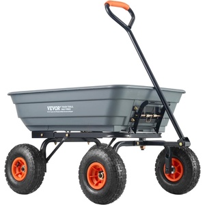 image:imageVEVOR 10 CuFt 1200LBS Poly Garden Cart Dump Wagon Heavy Duty Wheelbarrow with Convertible Handle and 13 Flat Free Tires Outdoor Yard Wagon ATV Trailer Dump Cart Tow Behind for Lawn Mower TractorGray