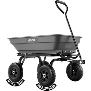 image:imageVEVOR 10 CuFt 1200LBS Poly Garden Cart Dump Wagon Heavy Duty Wheelbarrow with Convertible Handle and 13 Flat Free Tires Outdoor Yard Wagon ATV Trailer Dump Cart Tow Behind for Lawn Mower TractorDarkgrey