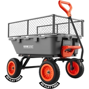 image:imageVEVOR 10 CuFt 1200LBS Poly Garden Cart Dump Wagon Heavy Duty Wheelbarrow with Convertible Handle and 13 Flat Free Tires Outdoor Yard Wagon ATV Trailer Dump Cart Tow Behind for Lawn Mower TractorGrey01
